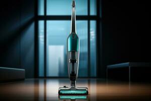 Sleek handheld cleaning tool showcased against a pure minimalist backdrop photo