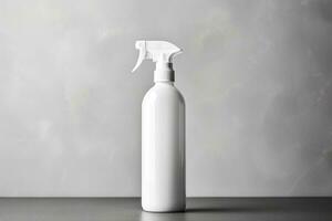 Monochromatic cleaning spray bottle portrayal minimalist design background with empty space for text photo