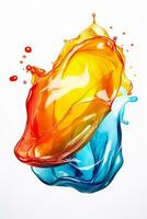 Colorful single use detergent pod artistically displayed isolated on a white background photo