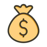 Money Bag Vector Thick Line Filled Colors Icon For Personal And Commercial Use.