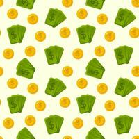 Gold coins and money seamless pattern. Vector. Perfect for various projects like textiles, paper crafts, and more. vector