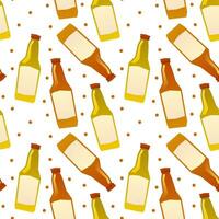 Patterning of draft beer mugs with foam on white background. Continuous repeat pattern vector