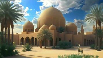 Ai generative, beautiful mosque in the desert video