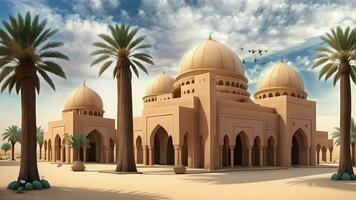 ai generativ, schön Moschee im das Wüste video