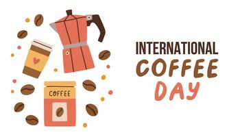 Vector illustration design concept of international coffee day observed on every 1st october. Vector illustration