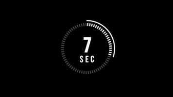 10 segundos contagem regressiva cronômetro, contagem regressiva cronômetro 10 segundo, 10 segundo animação a partir de 10 para 0 0 segundos. moderno plano Projeto com animação em Preto fundo. cheio HD. video