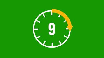 10 Sekunden Countdown Timer, Countdown Timer 10 zweite, 10 zweite Animation von 10 zu 0 Sekunden. modern eben Design mit Animation auf schwarz Hintergrund. voll hd. video