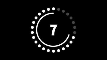 10 Sekunden Countdown Timer, Countdown Timer 10 zweite, 10 zweite Animation von 10 zu 0 Sekunden. modern eben Design mit Animation auf schwarz Hintergrund. voll hd. video