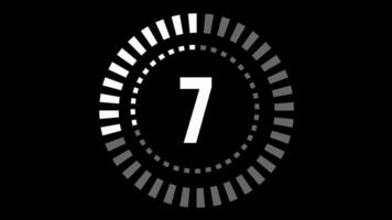10 Sekunden Countdown Timer, Countdown Timer 10 zweite, 10 zweite Animation von 10 zu 0 Sekunden. modern eben Design mit Animation auf schwarz Hintergrund. voll hd. video