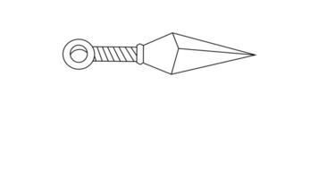 animated video of a kunai sketch, a typical ninja weapon