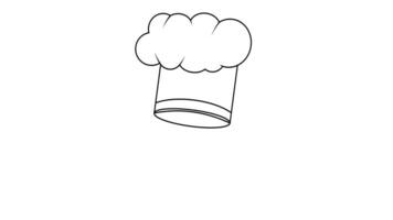 animated video of a chef's hat logo sketch