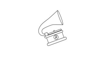 vinyl player sketch animation on white background video