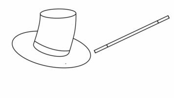 animated video of a sketch of a magician's hat and magic wand