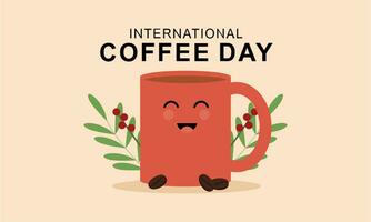 International day of coffee illustration hand drawn vector