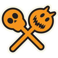 Halloween Skull And Pumpkin Lollipops Sticker vector