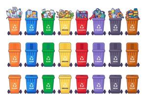 Sorting Waste Recycling Bins Collection vector