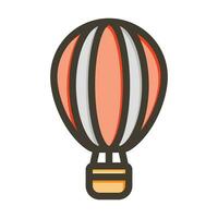 Hot Air Ballon Vector Thick Line Filled Colors Icon For Personal And Commercial Use.