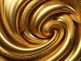 A Close Up View Of A Gold Swirl. AI Generated photo