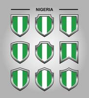 Nigeria National Emblems Flag and Luxury Shield vector