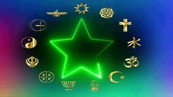 Symbole von Religion im das Welt, Kunst Animation video
