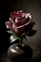 A Rose That Is Sitting In A Vase. AI Generated photo