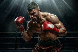 Photo of a boxer fighting and preparing to punch generated by AI