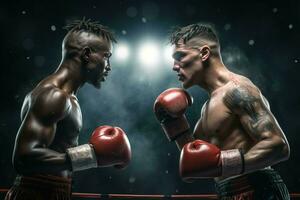 foto de dos de peso pesado boxeadores luchando ferozmente generado por ai