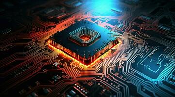 Futuristic Hightech Concept circuit board generated by AI photo