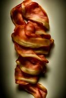 A Pile Of Bacon Sitting On Top Of A Table. AI Generated photo