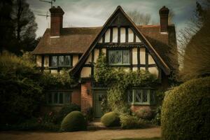 Tudor house style. Generate Ai photo