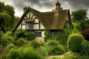 Tudor house cottage. Generate Ai photo