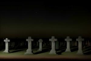A Row Of White Crosses Sitting Next To Each Other. AI Generated photo
