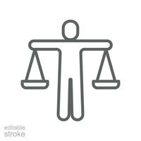 Ethics  icon. Person with a scale  balance business corporate can be used for web and mobile perfect morality logo. Editable stroke vector illustration design on white background. EPS 10