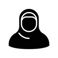 hembra con hijab avatar icono. musulmán mujer perfil. niña con bufanda logo. islámico Arábica estilo. islam moda. vector ilustración diseño en blanco antecedentes. eps 10