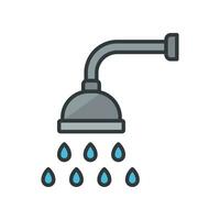 Shower icon. Showerheads simple with water drops, shower head, Bathroom, Bath time sign  for your web site and mobile apps. filled outline style. Vector illustration design on white background. EPS 10