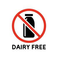 Dairy product free icon. Dietary Lactose, Vegan Food label Contain. Milk allergen Intolerance for web and mobile concept.  glyph Symbol pictogram. Vector illustration design on white background EPS 10