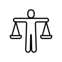 Ethics  icon. Person with a scale  balance business corporate can be used for web and mobile perfect morality logo. Line style pictogram vector illustration design on white background. EPS 10