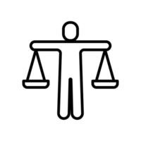 Ethics  icon. Person with a scale  balance business corporate can be used for web and mobile perfect morality logo. Line style pictogram vector illustration design on white background. EPS 10