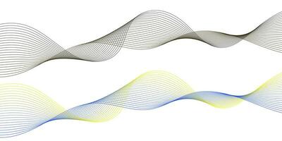 Abstract wavy lines on a white background. Swirled lines with a color mixing effect. A sound wave. vector