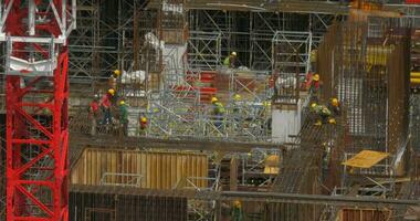 View of construction area with builders in work Kuala Lumpur, Malaysia video