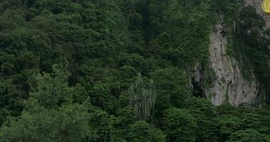 Murugan statue against limestone hill Batu Caves, Malaysia video