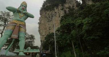 Statue and temple dedicated Lord Hanuman in Batu Caves, Malaysia video