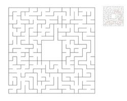 Square maze,  logic game with labyrinths.  maze game. A maze with answers vector