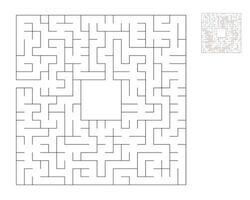 Square maze,  logic game with labyrinths.  maze game. A maze with answers vector