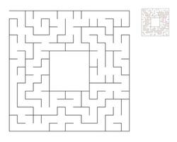 Square maze,  logic game with labyrinths.  maze game. A maze with answers vector