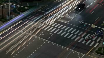 Timelapse of night car traffic on crossroad in Seoul, South Korea video