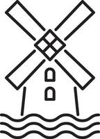 vector windmill on waves. ecologycal power station. saving energy for world vector illustration on white background.