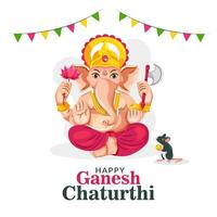 Happy Ganesh Chaturthi banner design template vector