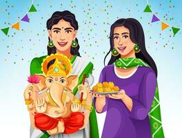 illustration of Ganesh Chaturthi celebration event. Indian character design, background graphic template vector