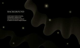 Vector Gold waves on dark, glitter with sparkles. Background with magic dust glows little stars.